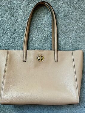 Tory Burch Nude/Tan Pebbled Leather Tote